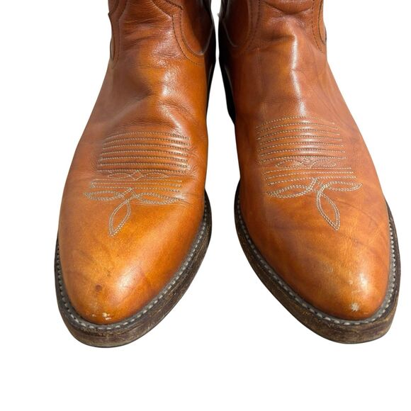 Tony Lama Boots Men’s Sz 11 R Cognac Brown Leather Western Cowboy Riding 5084 - Picture 4 of 9
